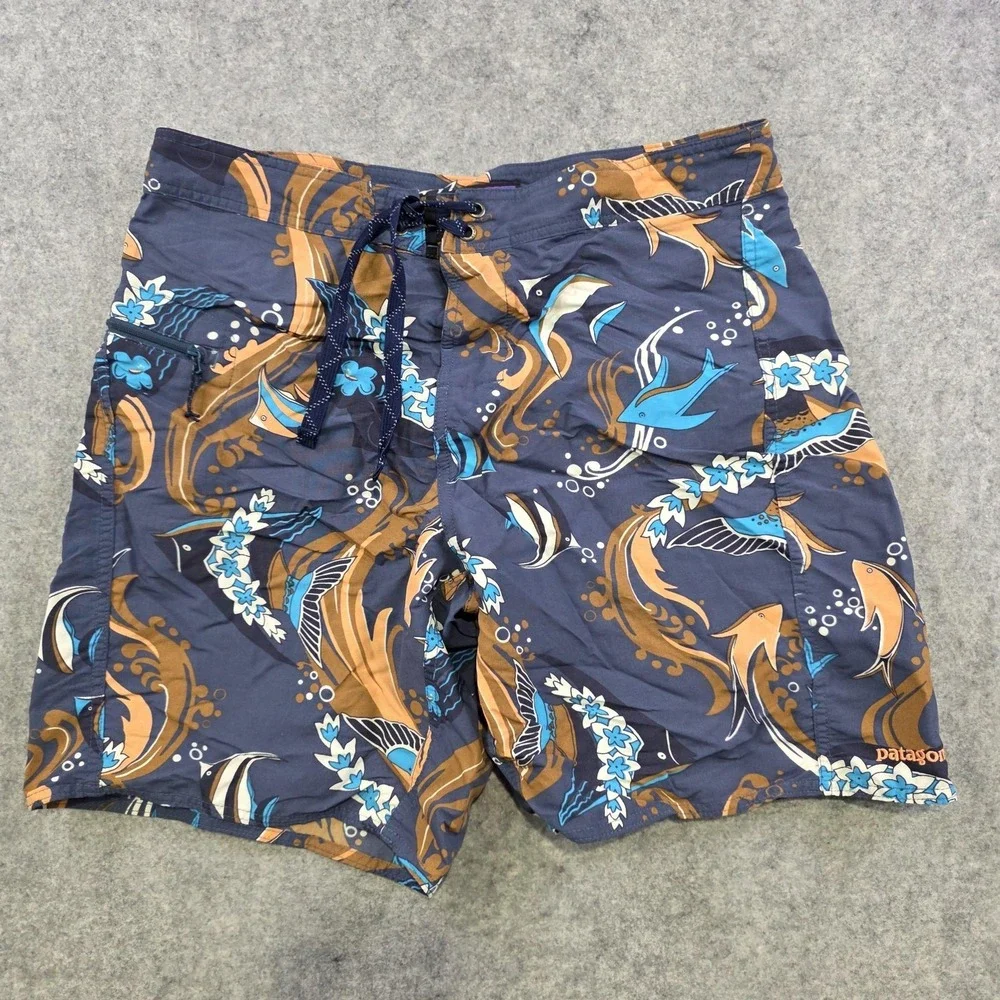Patagonia Swim Trunks Mens‎ 32 Multicolor Tropical Fish Hawaiian Board Shorts
